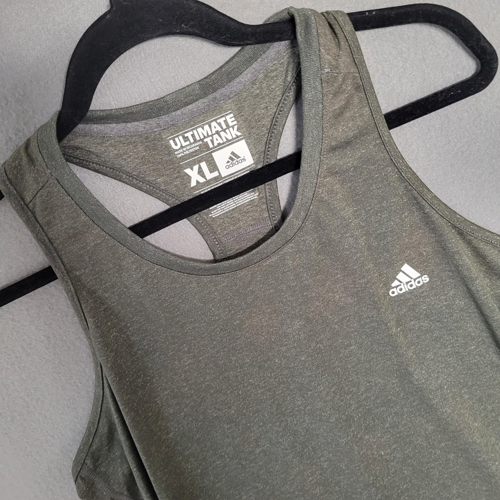 Adidas Ultimate Tank Womens XL Green Climalite Racerback Heathered Top